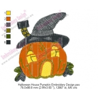 Halloween House Pumpkin Embroidery Design